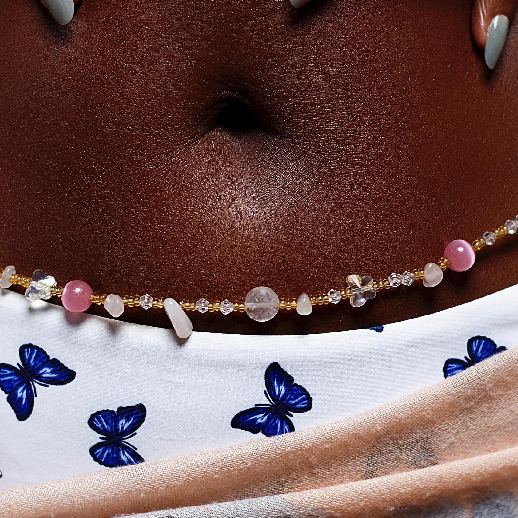 Chaîne de ventre en pierre - Lueur Rose