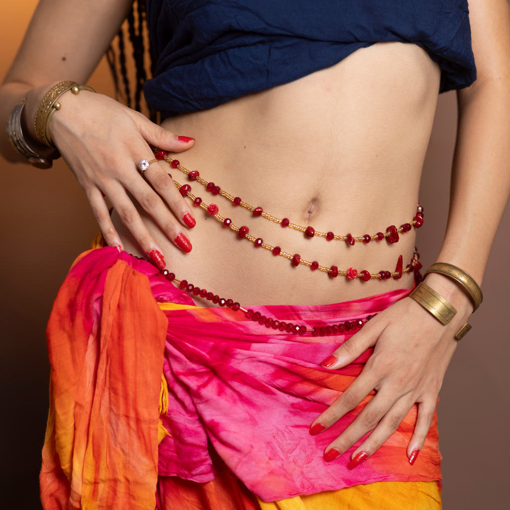 Chaine de ventre en pierre - Cœur de Corail